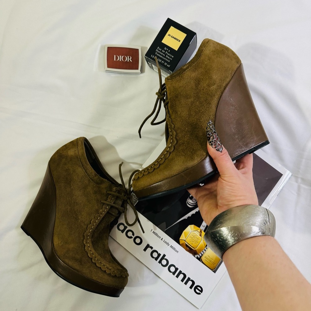 Minelli Tan Suede Wedge Shoes - Picture 13 of 16